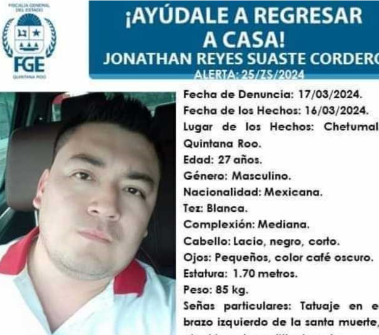 Acusan a Expolicía por Desaparición de Joven en Chetumal