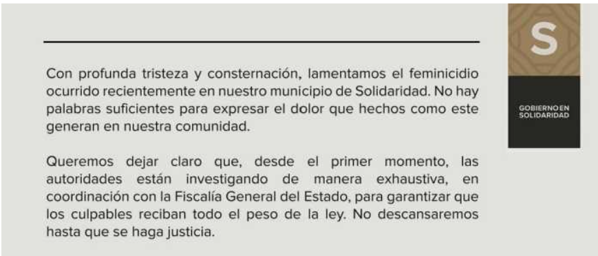 Feminicidio en Playa del Carmen: Estefanía Mercado reafirma compromiso con la justicia y seguridad de las mujeres